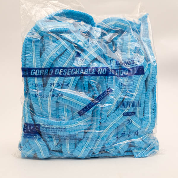 GORRO DESECHABLE ORUGA AZUL X 100 LIFECARE