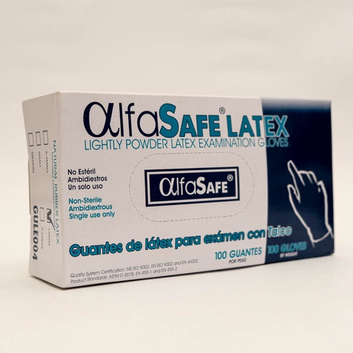 [9348] GUANTES EXAMINACION LATEX M X 100 ALFA TRADING